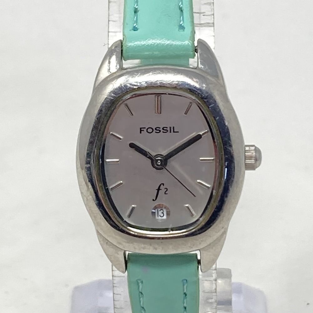 Fossil F2 Watch Women 23mm Silver Tone Date ES-9776 Skinny Band New Battery 8.5"